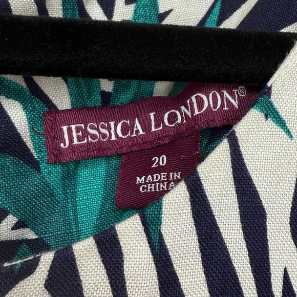 JESSICA LONDON Linen Blend Tropical Beach Red Floral Structured Shift Midi Dress - Picture 4 of 8